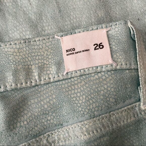 Hudson Nico Midrise Super Skinny Jeans, mint green/black python print sz 26 - Picture 8 of 11